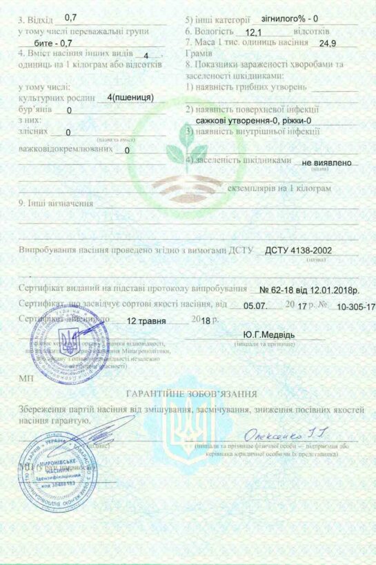 Миронівське насіння, Насіння високої якості, купити, Україна.